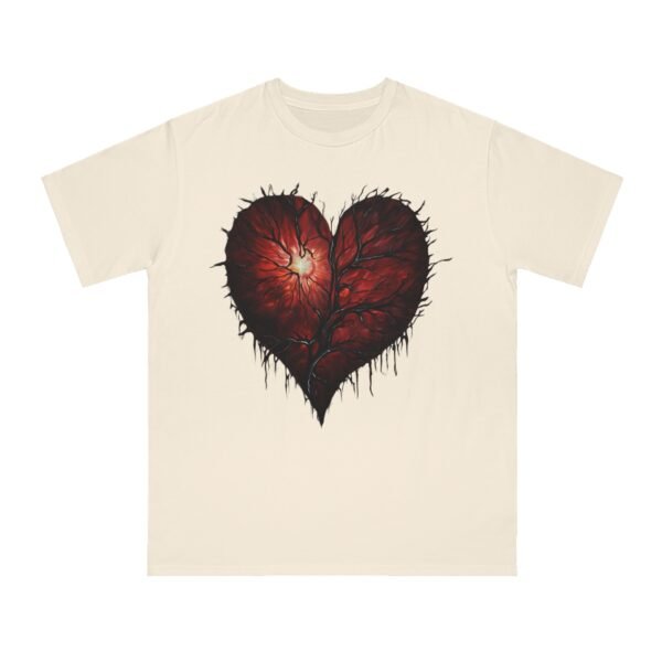 Organic Unisex T-Shirt - Nature-Inspired Red Heart Design IS_4142 - Image 3