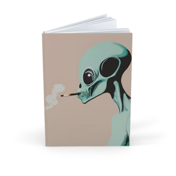 IS_4418 Alien Smoking Hardcover Journal - A5 Notebook for Creatives