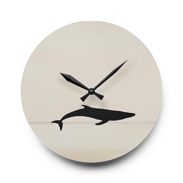 IS_4422 Whale Silhouette Acrylic Wall Clock - Elegant Nautical Home Decor - Image 2