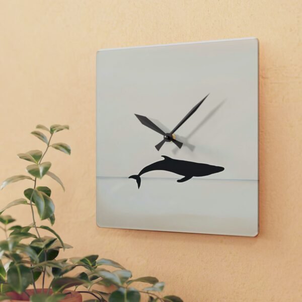 IS_4422 Whale Silhouette Acrylic Wall Clock - Elegant Nautical Home Decor - Image 11