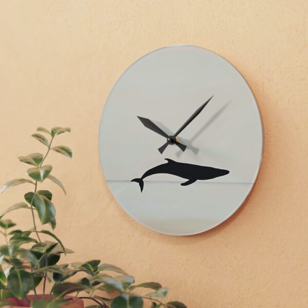 IS_4422 Whale Silhouette Acrylic Wall Clock - Elegant Nautical Home Decor - Image 4