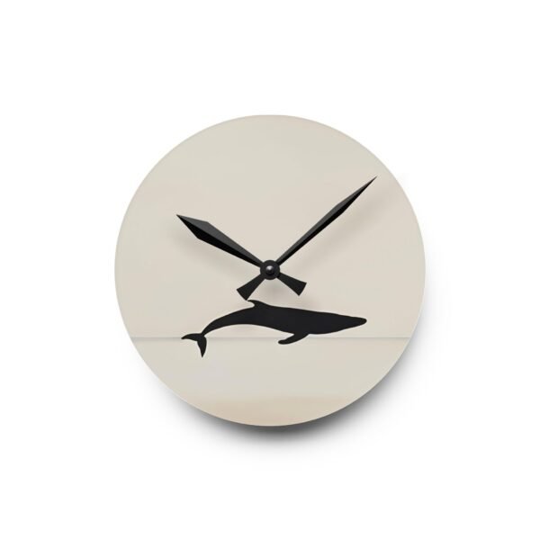 IS_4422 Whale Silhouette Acrylic Wall Clock - Elegant Nautical Home Decor - Image 5