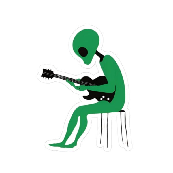 IS_4421 Alien Guitarist Kiss-Cut Stickers - Cool Sci-Fi Vinyl Decals for Laptop, Phone, and More