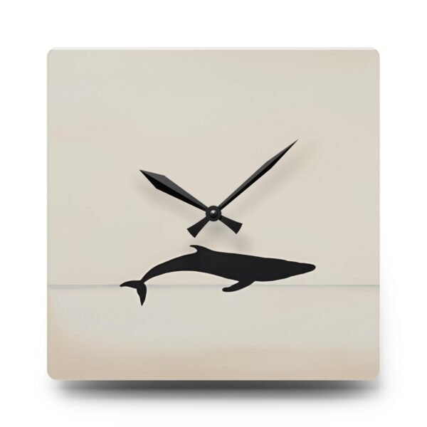 IS_4422 Whale Silhouette Acrylic Wall Clock - Elegant Nautical Home Decor - Image 9