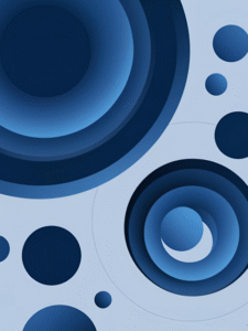 abstract artwork presents a captivating interplay of geometric forms in varying shades of blue