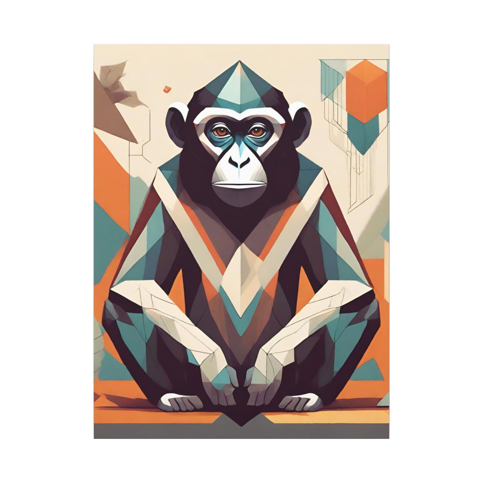 IS_0150 Geometric Monkey Art Canvas - Colorful Wall Decor for Animal Lovers - Image 2