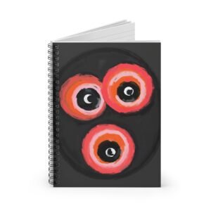 IS_4450 Artistic Spiral Notebook - Black Background with Colorful Eyes Design