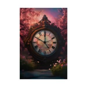 IS_4900 Vintage Floral Clock Rolled Poster