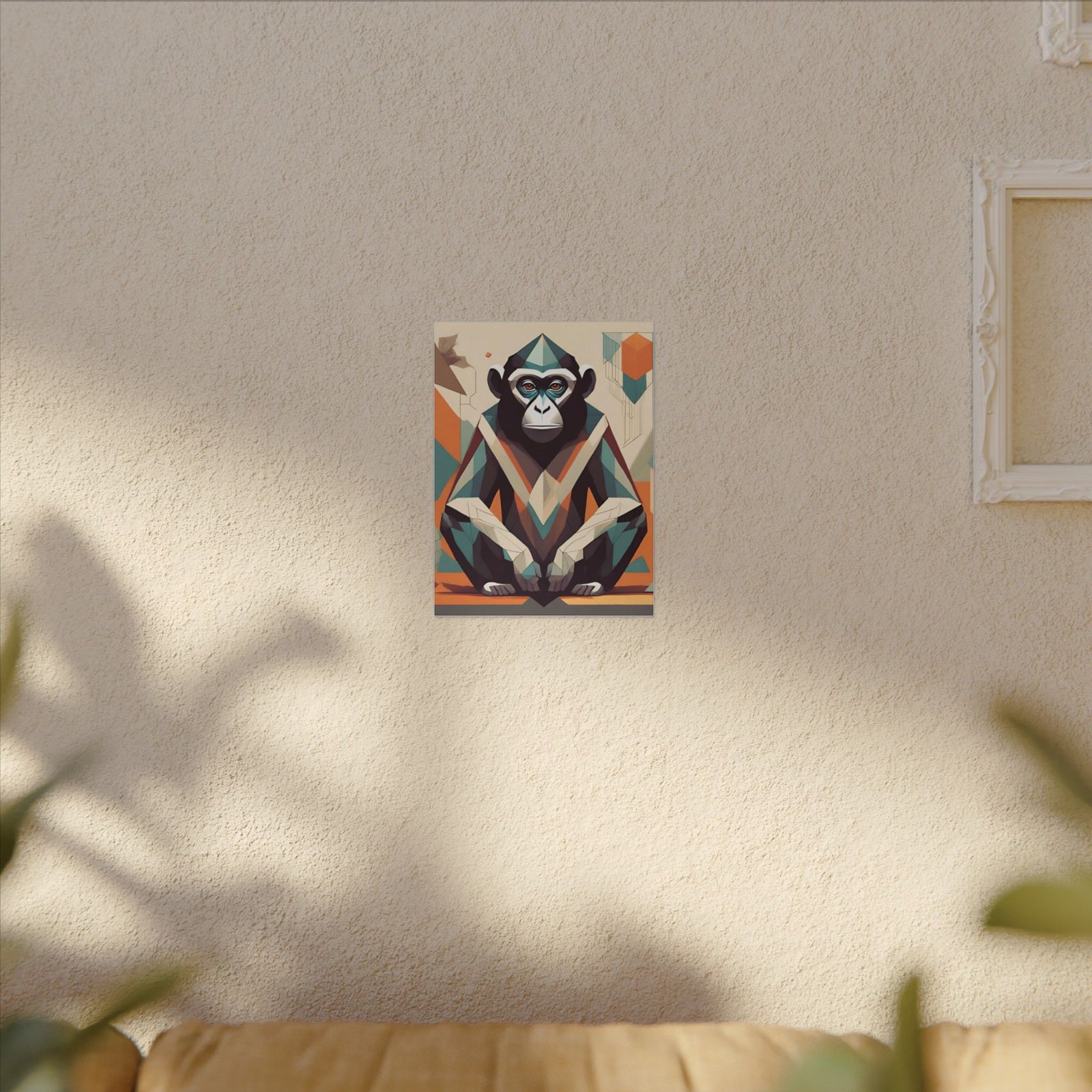 IS_0150 Geometric Monkey Art Canvas - Colorful Wall Decor for Animal Lovers - Image 5
