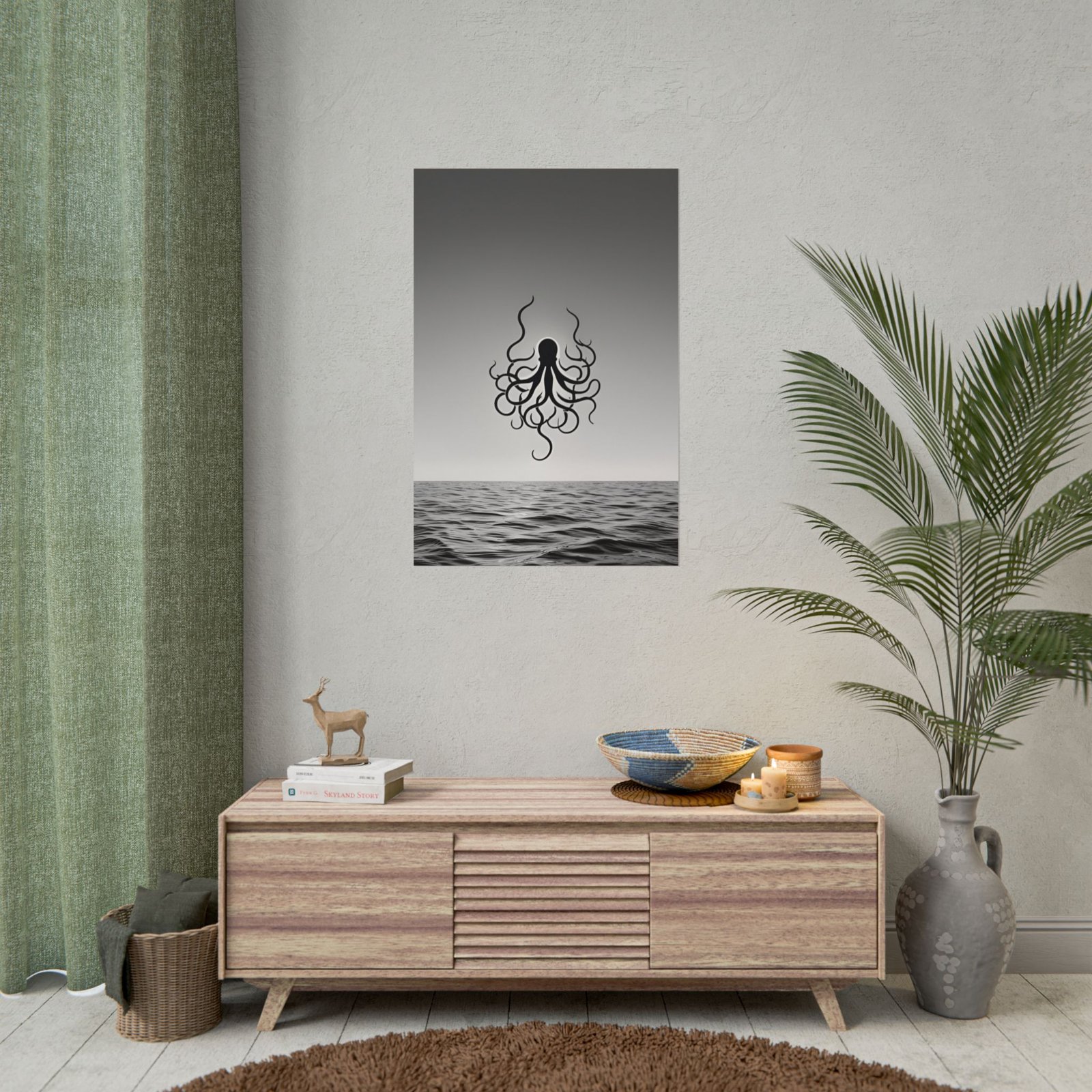 IS_4424 Mystical Octopus Rolled Poster - Nautical Art for Ocean Lovers