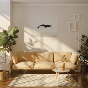 IS_4422 Whale Silhouette Matte Canvas Print - Ocean Decor for Marine Life Lovers