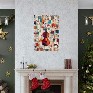 IS_3923 Musical Art Poster - Colorful Violin Design for Home Decor