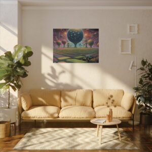 IS_834 Vibrant Landscape Canvas Art - Surreal Farming Scene