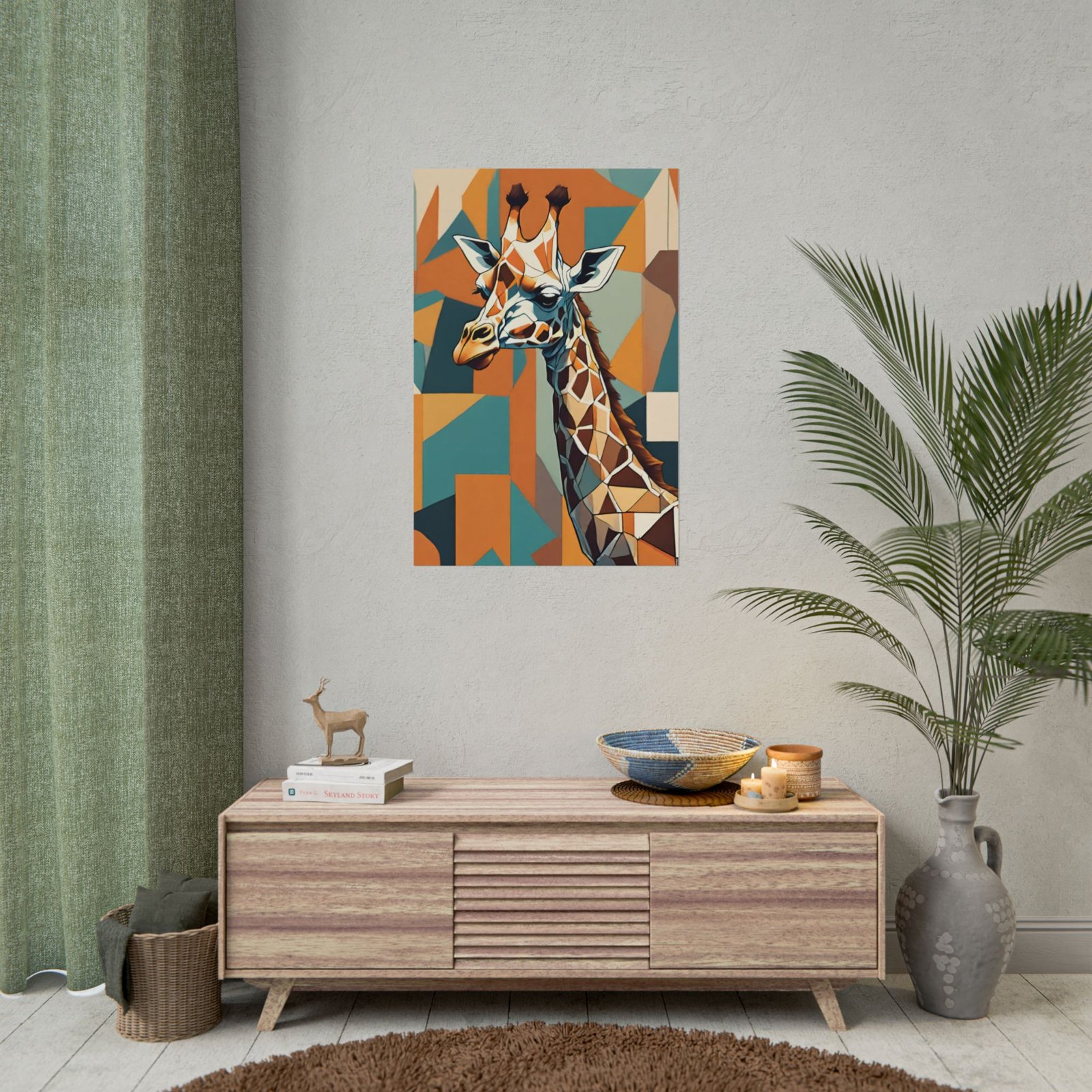 IS_0136 Geometric Giraffe Rolled Poster - Modern Animal Art for Home Decor