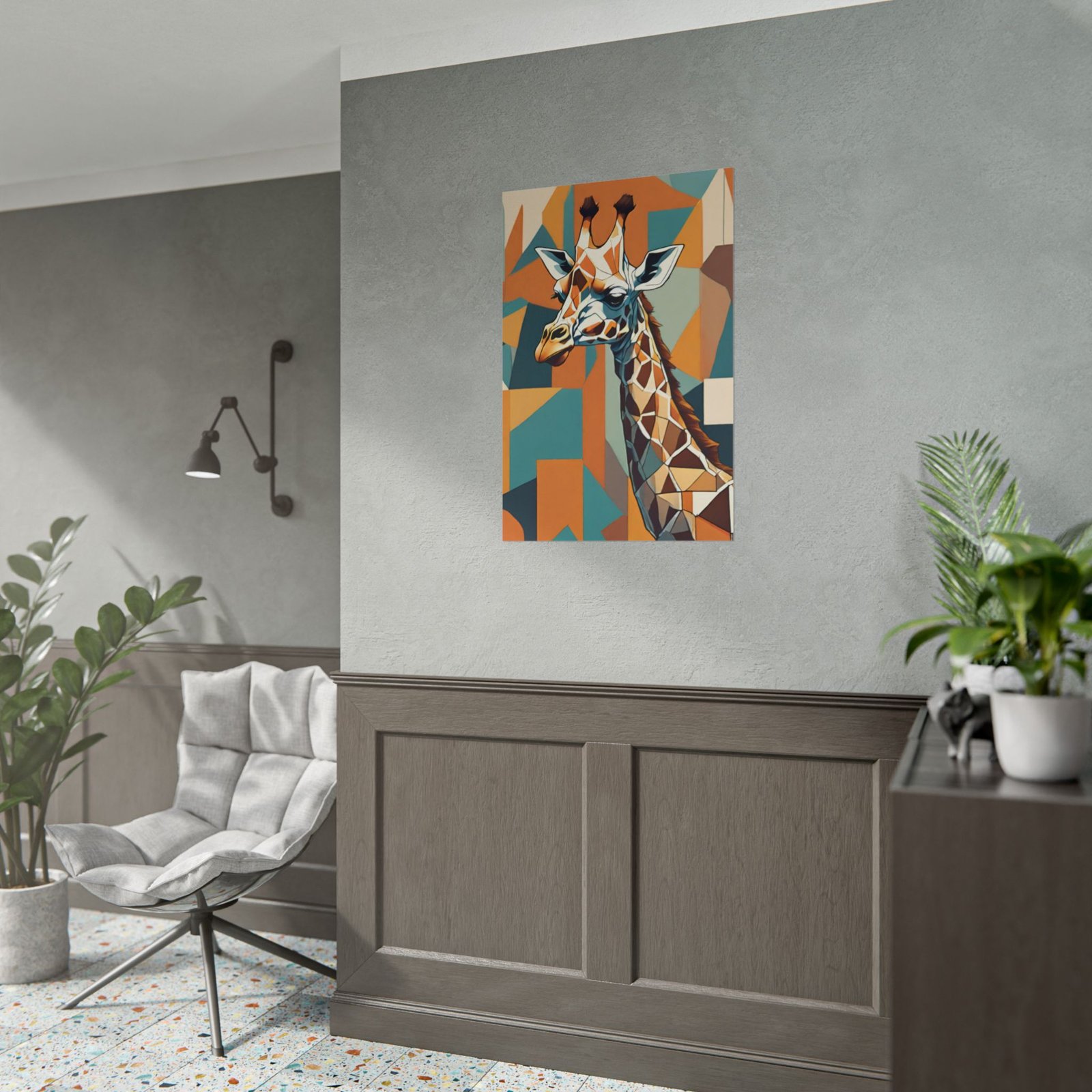 IS_0136 Geometric Giraffe Rolled Poster - Modern Animal Art for Home Decor - Image 5