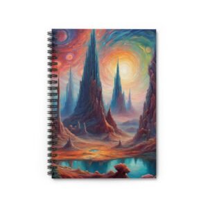 IS_0100 Cosmic Landscape Spiral Notebook - Ruled Lines for Dreamers and Creatives