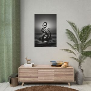 IS_4425 Mystical Black and White Octopus Rolled Poster - Nautical Art Print for Home Decor