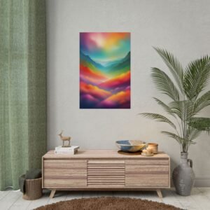 IS_3910 Vibrant Mountain Landscape Rolled Poster - Colorful Wall Art for Home Decor