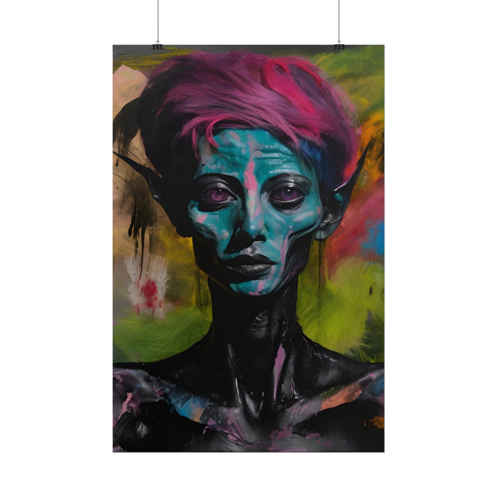 IS_4165 Vibrant Art Poster | Colorful Alien Portrait for Creative Spaces - Image 3