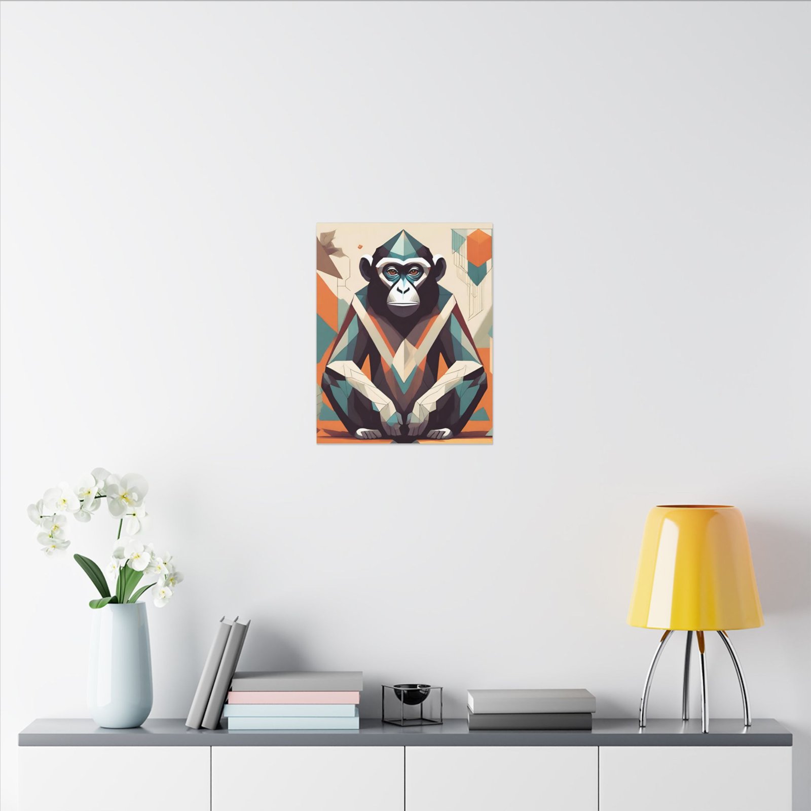 IS_0150 Geometric Monkey Art Canvas - Colorful Wall Decor for Animal Lovers - Image 10