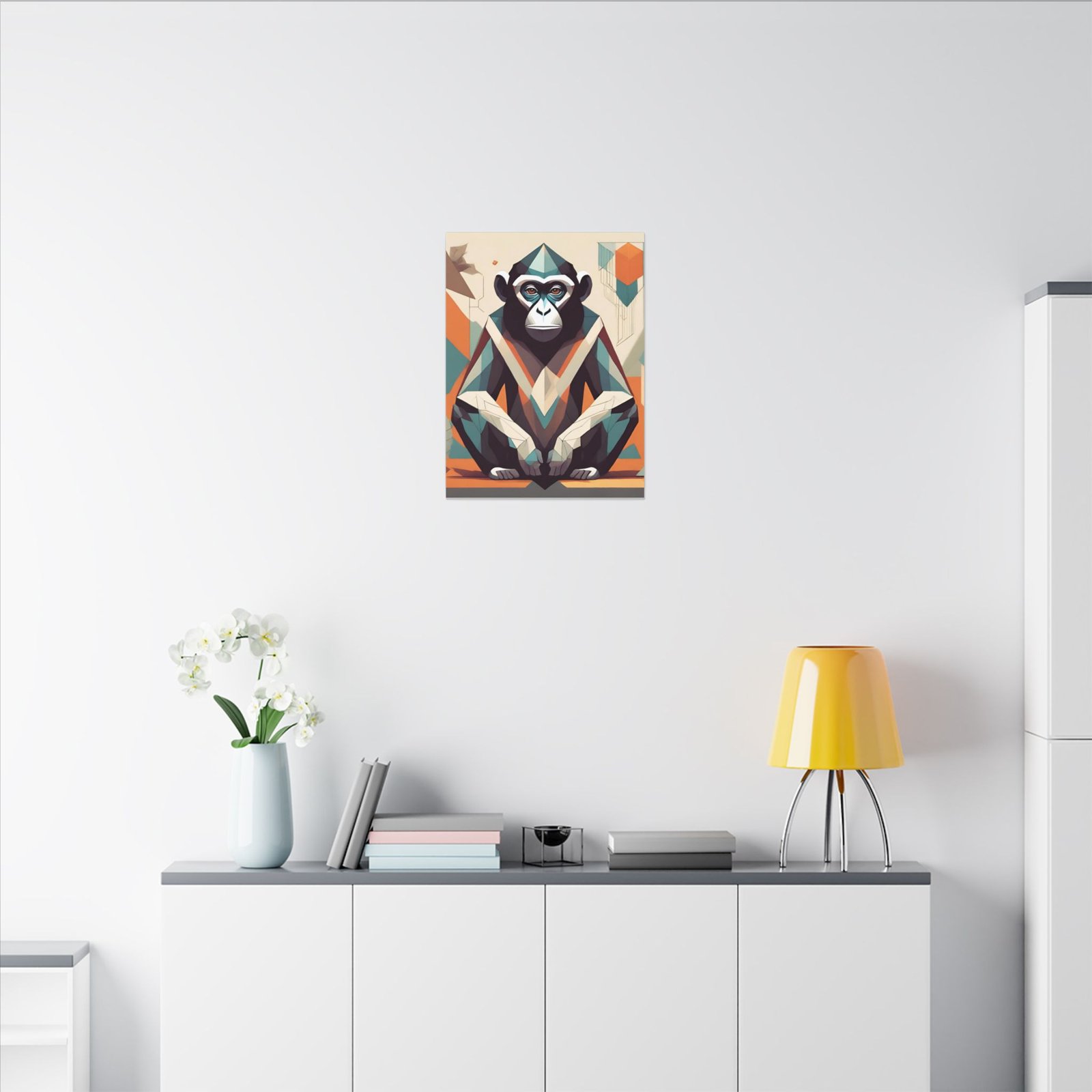 IS_0150 Geometric Monkey Art Canvas - Colorful Wall Decor for Animal Lovers - Image 12