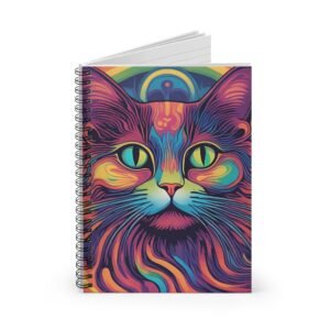IS_1293 Psychedelic Cat Spiral Notebook
