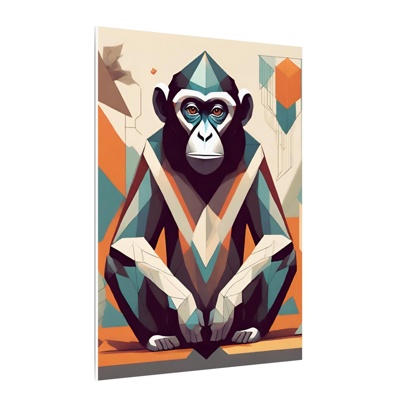 IS_0150 Geometric Monkey Art Canvas - Colorful Wall Decor for Animal Lovers - Image 3