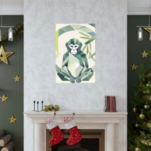 IS_0164 Geometric Monkey Art Poster - Modern Home Decor for Animal Lovers