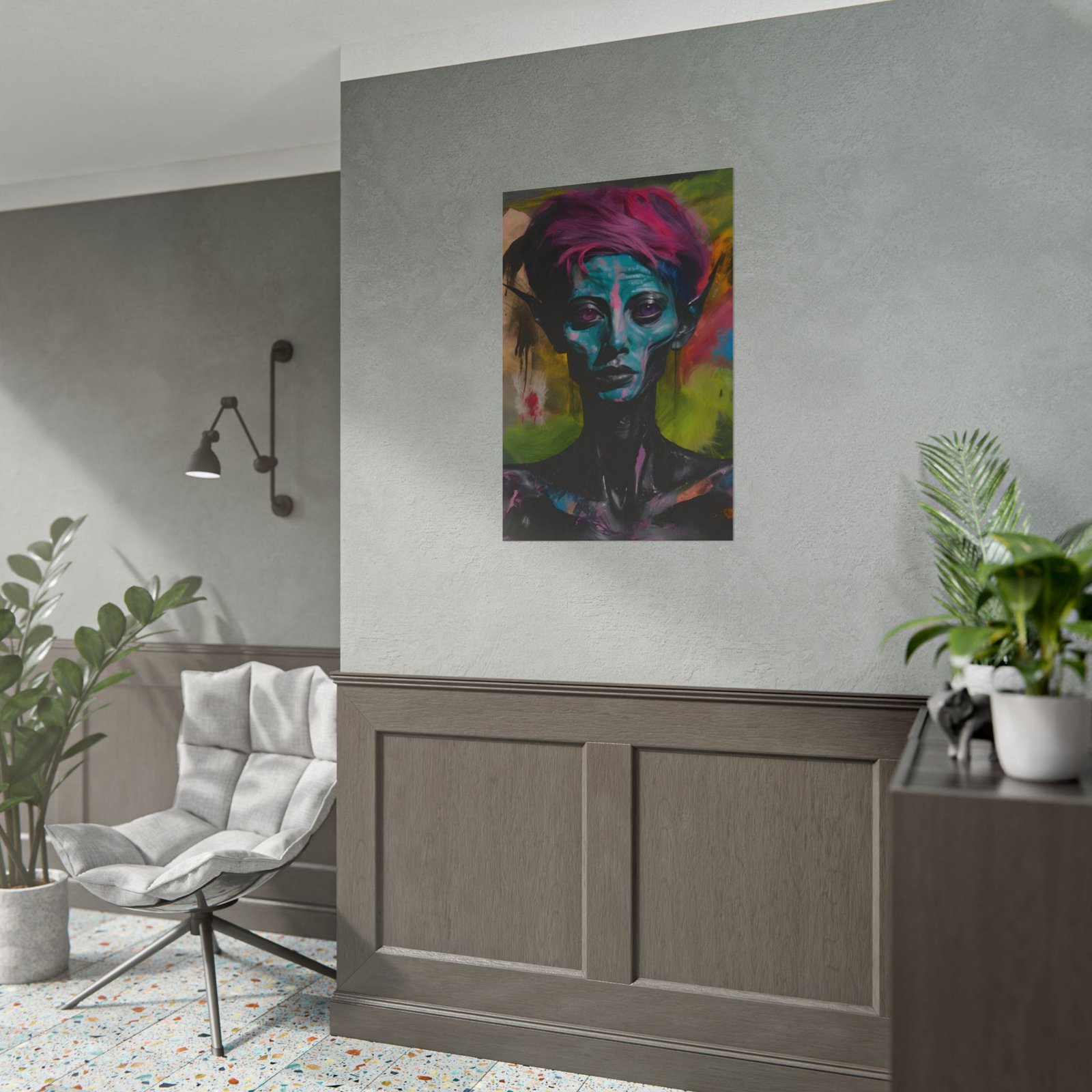 IS_4165 Vibrant Art Poster | Colorful Alien Portrait for Creative Spaces - Image 5