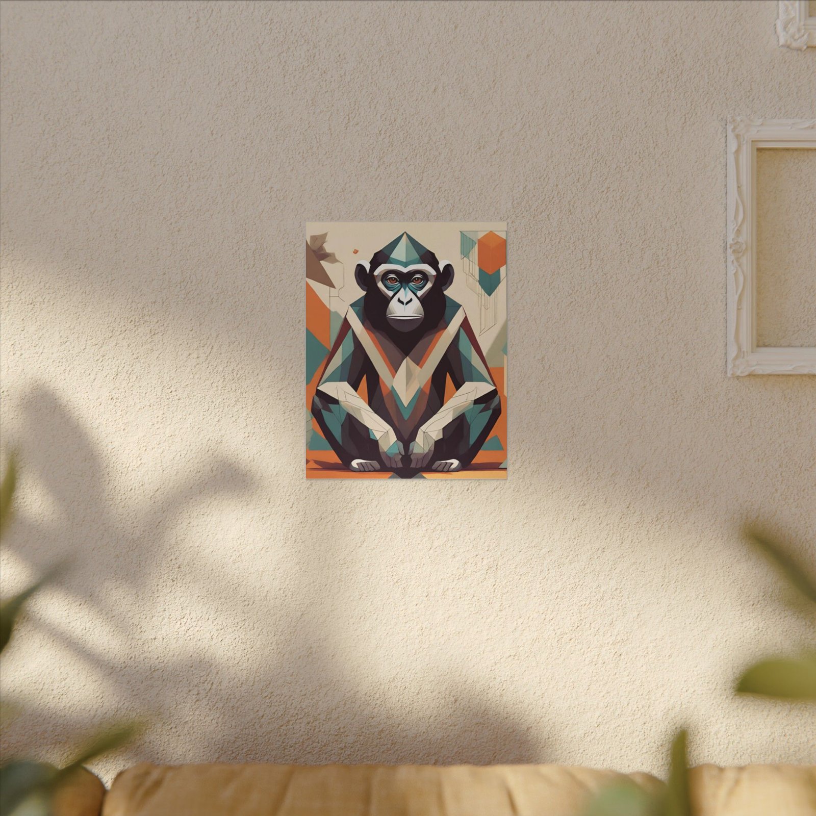 IS_0150 Geometric Monkey Art Canvas - Colorful Wall Decor for Animal Lovers - Image 7