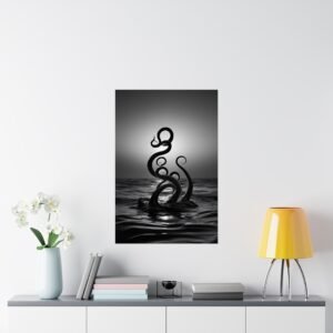IS_4425 Mysterious Octopus Matte Vertical Poster - Nautical Art Decor