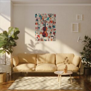 IS_3923 Violin Abstract Art Canvas Wall Decor - Vibrant Musical Theme