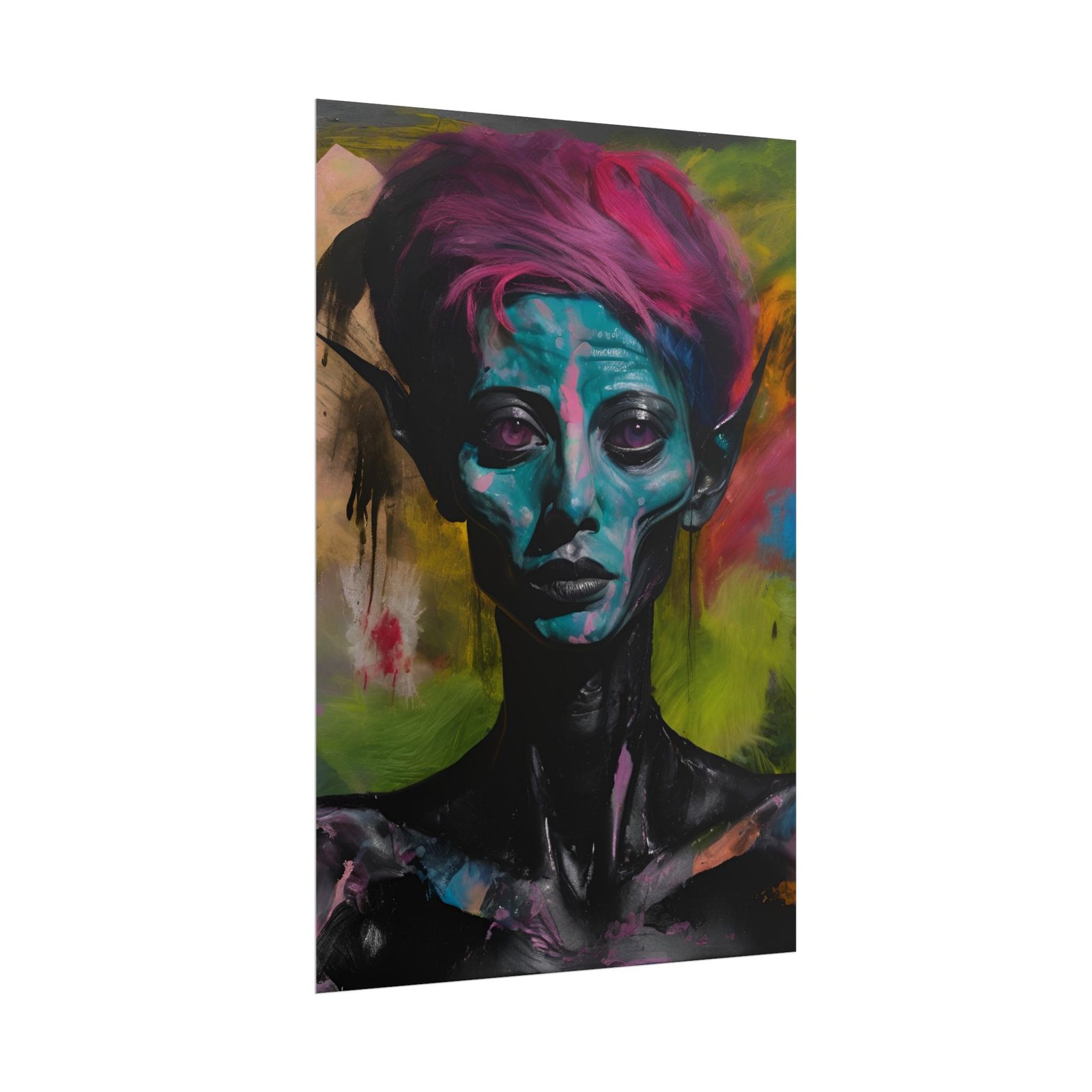 IS_4165 Vibrant Art Poster | Colorful Alien Portrait for Creative Spaces - Image 4