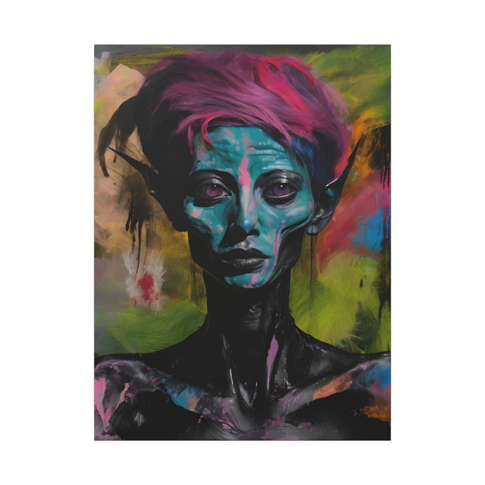 IS_4165 Abstract Alien Art Canvas Print - Colorful Stretched Wall Decor - Image 2