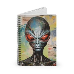 IS_4159 Alien Artwork Spiral Notebook - Ruled Lines for Creatives