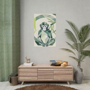 IS_0164 Geometric Monkey Rolled Poster - Modern Art Print for Animal Lovers