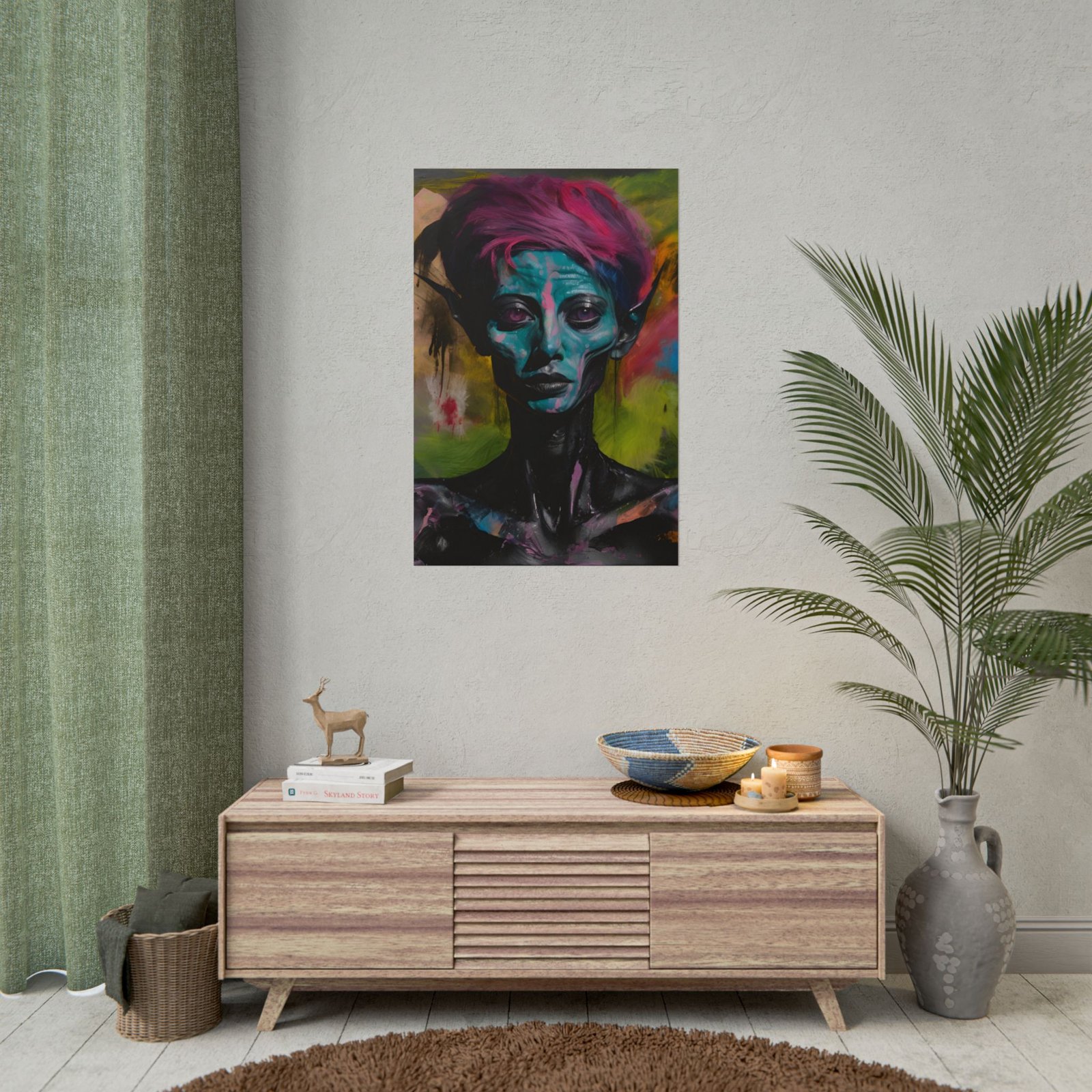 IS_4165 Vibrant Art Poster | Colorful Alien Portrait for Creative Spaces