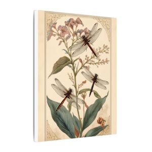 IS_6219 Dragonfly Botanical Canvas Print — Vintage Floral Wall Art