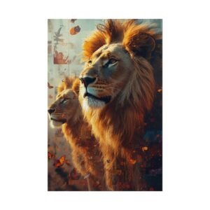 IS_6424 Majestic Double Lion Portrait Rolled Art Print