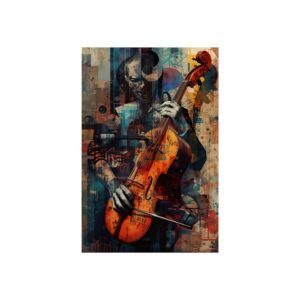 IS_6406 Cellist Vintage Jazz Music Abstract Fine Art Poster