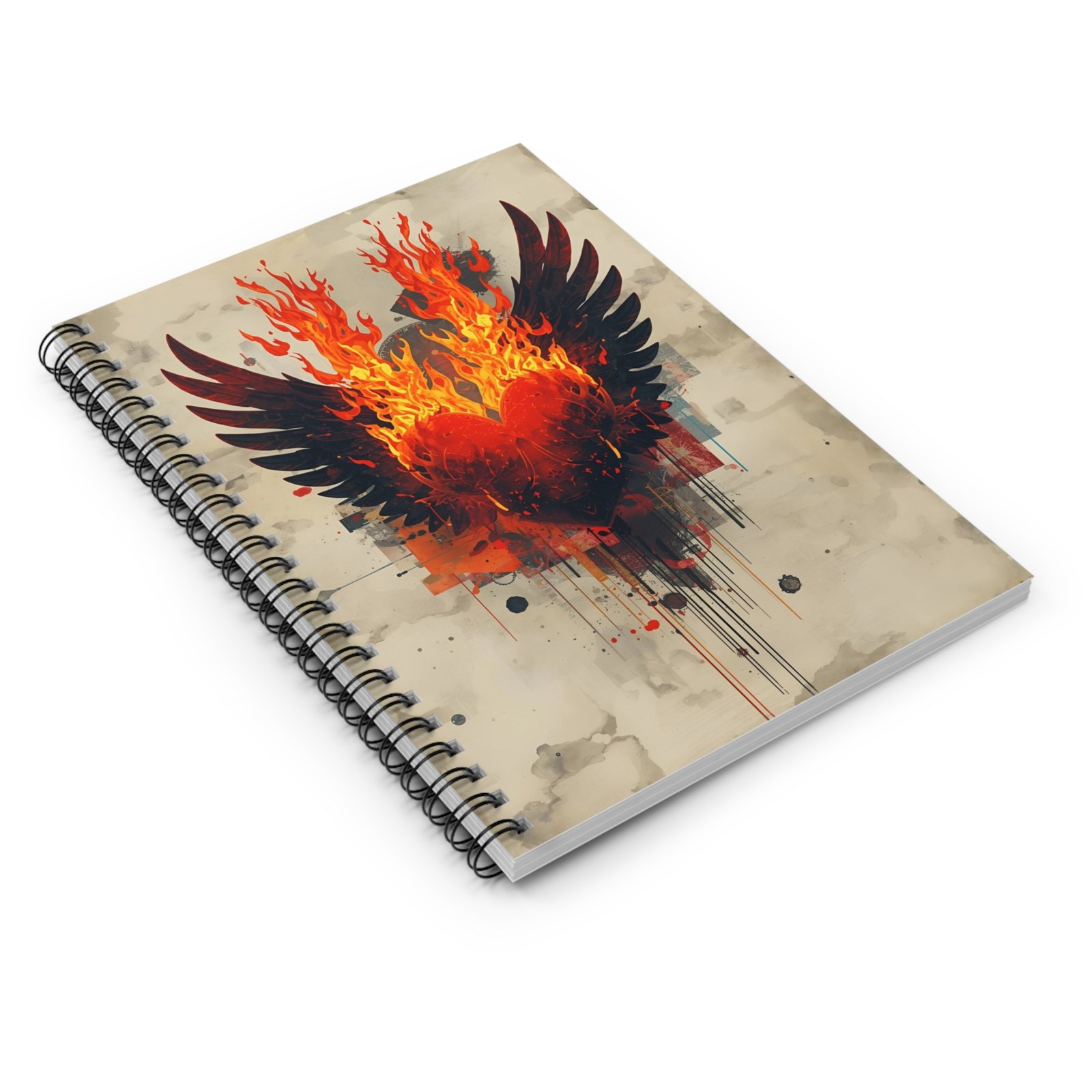 IS_6514 Flaming Heart Wings Spiral Notebook - Image 3