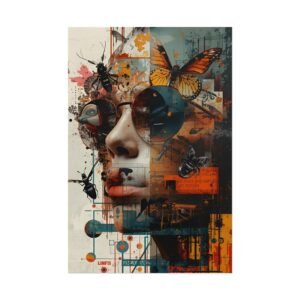 IS_6489 Surreal Urban Portrait with Butterflies & Glasses Rolled Poster