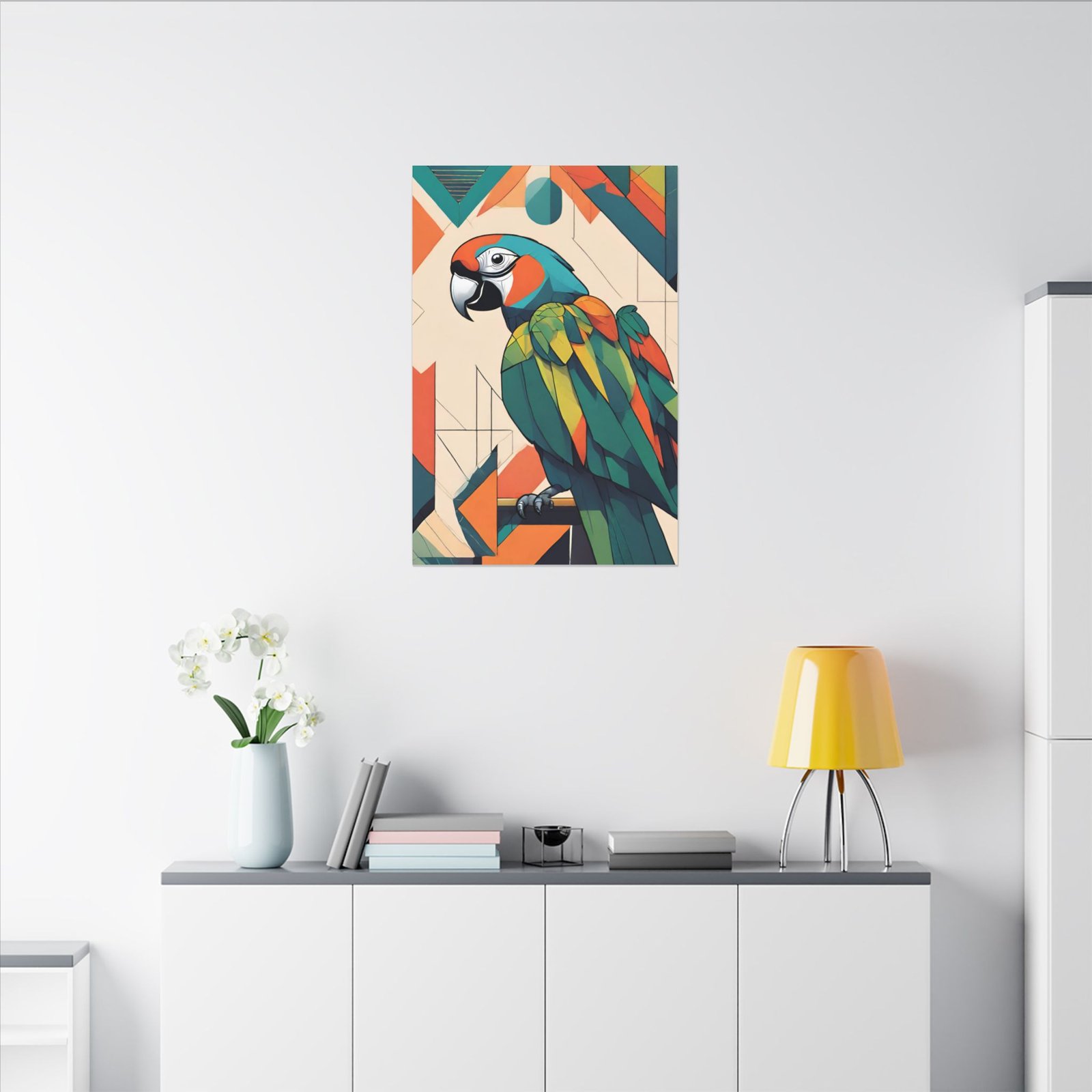 IS_0184 Modern Geometric Parrot Canvas Print - Image 3