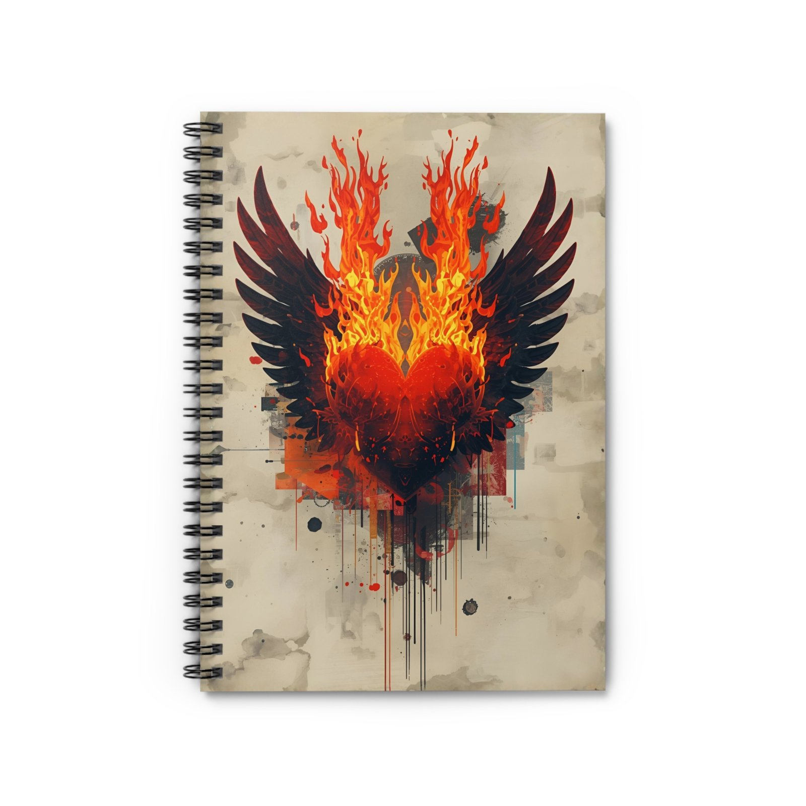 IS_6514 Flaming Heart Wings Spiral Notebook - Image 2