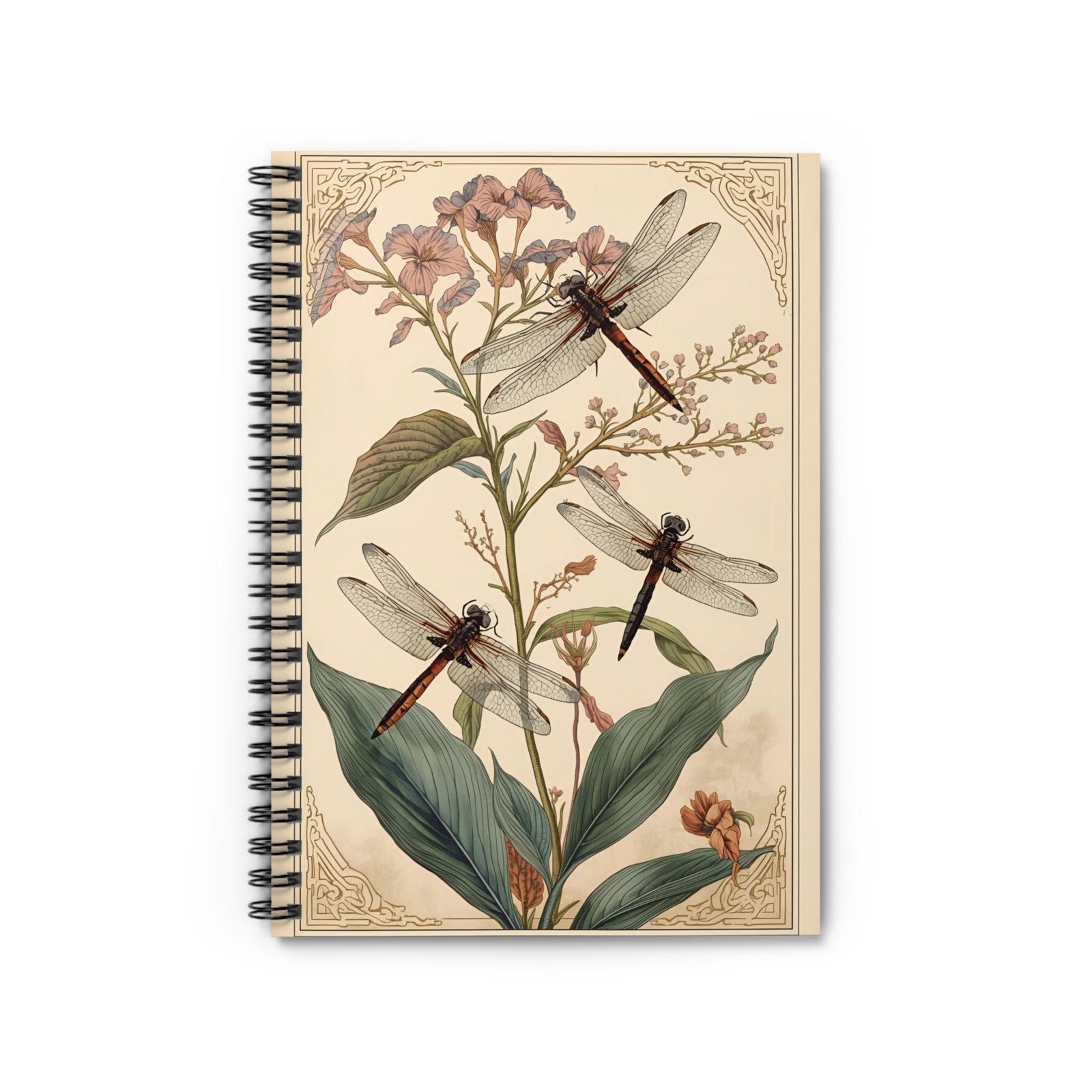 IS_6219 Dragonfly Botanical Spiral Notebook