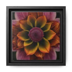 IS_4879 Framed Floral Canvas Art — Vibrant Multi-Color Dahlia Wall Decor