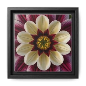 IS_4865 Framed Floral Mandala Canvas — Burgundy & Cream Decorative Wall Art