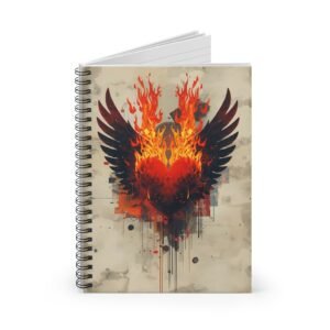 IS_6514 Flaming Heart Wings Spiral Notebook