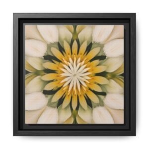 IS_4844 Kaleidoscope Floral Framed Canvas Art — Yellow & Cream Mandala