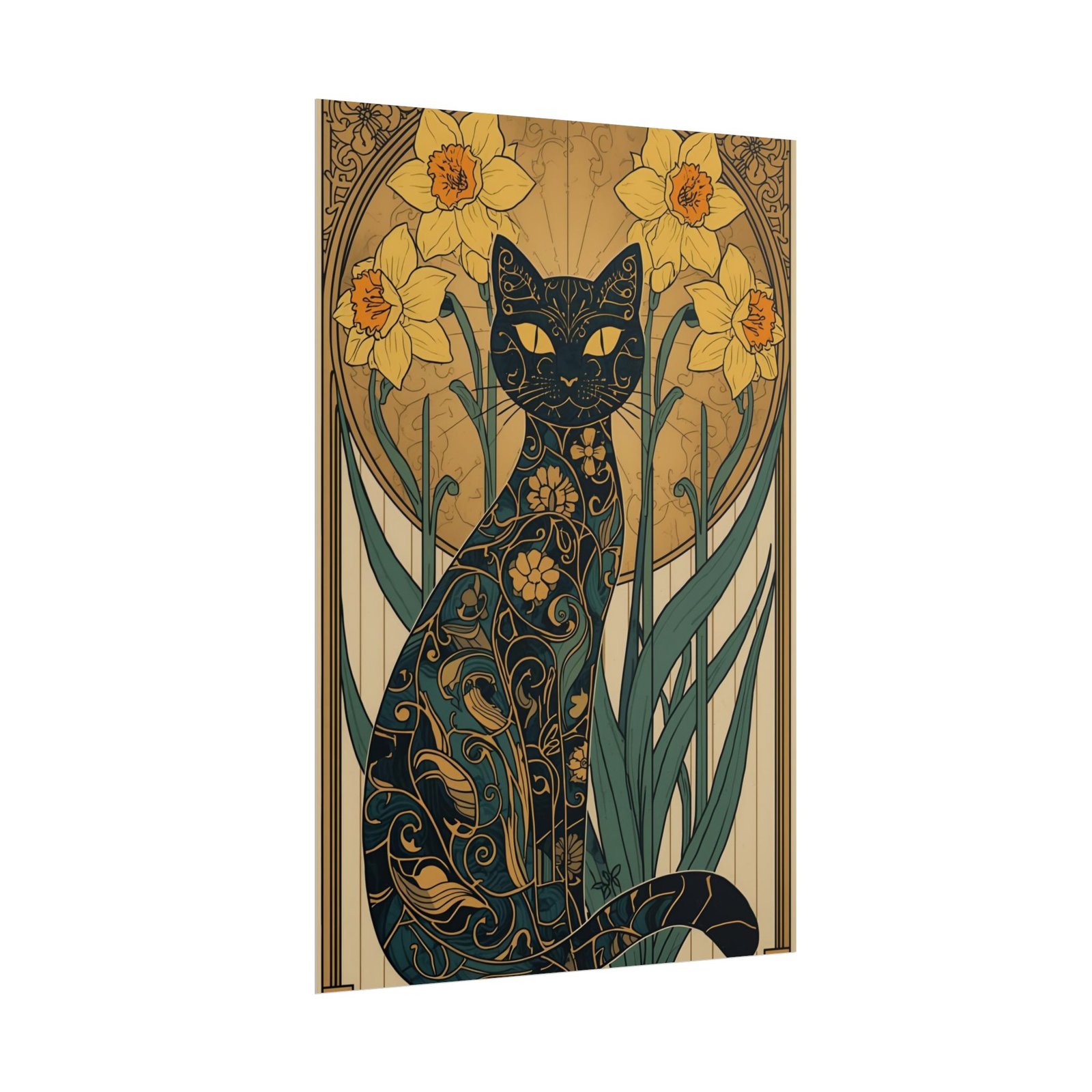IS_6268 Art Nouveau Black Cat Rolled Poster - Image 3